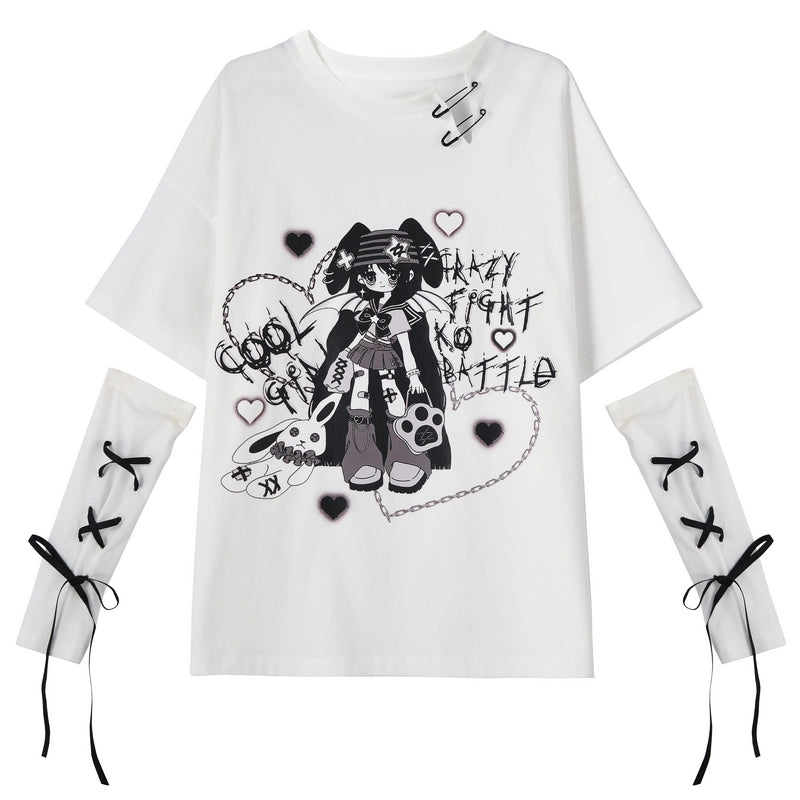 Summer Y2K Style Comic Print T-shirt