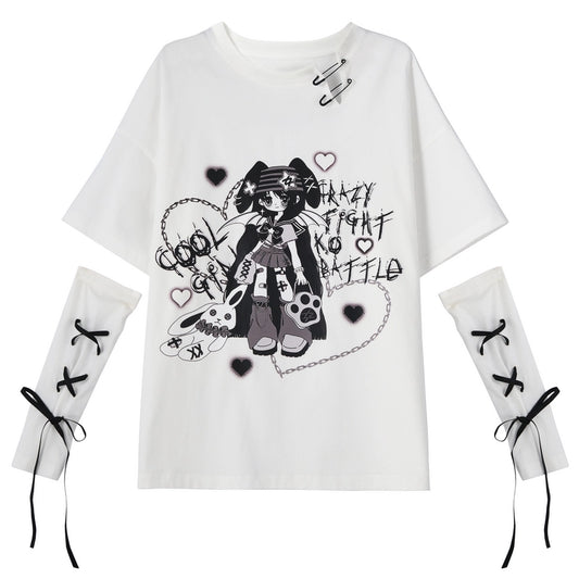 Summer Y2K Style Comic Print T-shirt
