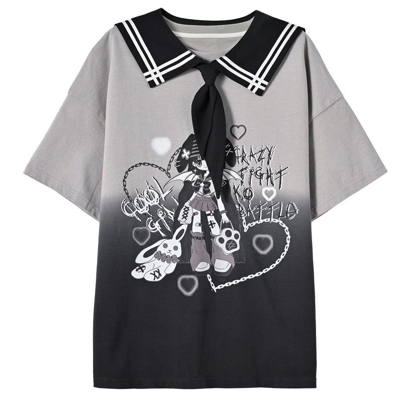 Summer Y2K Style Comic Print T-shirt