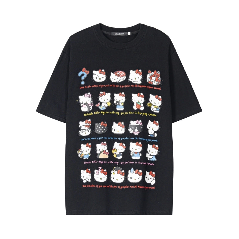 Sweet All-match Style Cartoon Hello Kitty Print T-shirt