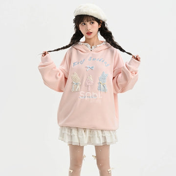 Sweet Ballet Style Pink Pullover Hooded Sweatshirt
