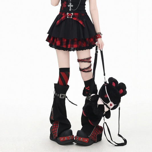 Sweet Black Red Plaid All-match Cake Skirt