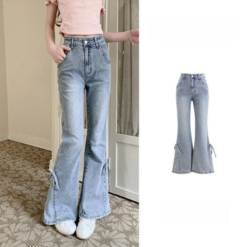 Sweet Bow High Waist Flare Jeans