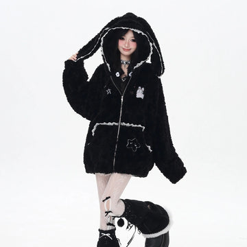 Sweet Cartoon Blush Bunny Hooded Coat