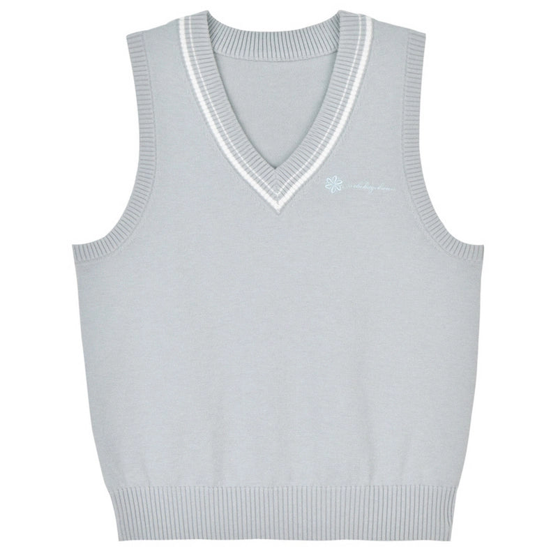 Sweet College Style Green V-neck Sweater Vest