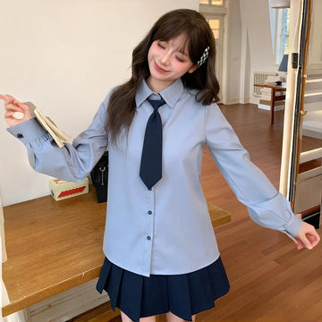 Sweet College Style Light Blue Blouse