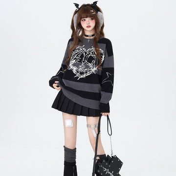 Sweet Cool Girl Style Love Embroidery Knitted Pullover Sweater