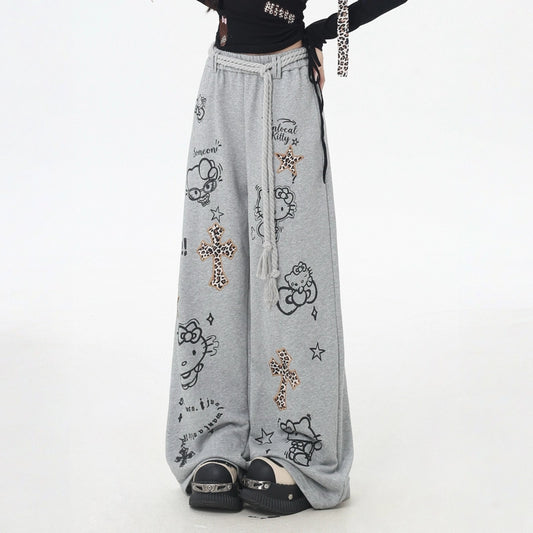 Sweet Cool Hello Kitty Graffiti Print Casual Pants