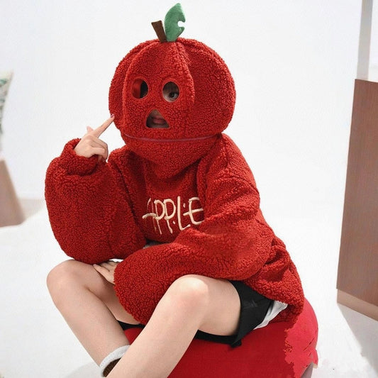 Sweet Cute Apple-Designed Hooded Sweatshirt