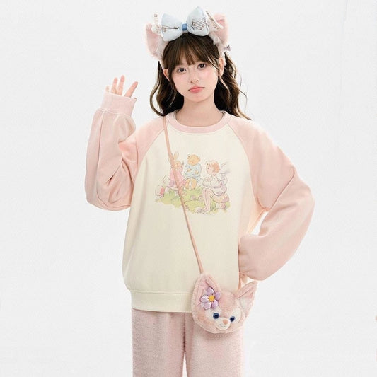 Sweet Cute Cartoon Print Round Neck Sweatshirt
