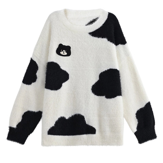 Sweet Cute Style Cartoon Cat Embroidered Sweater