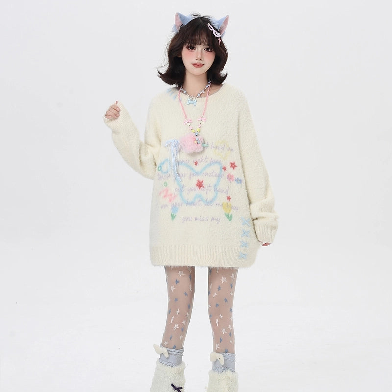 Sweet Dopamine Butterfly Embroidered Sweater