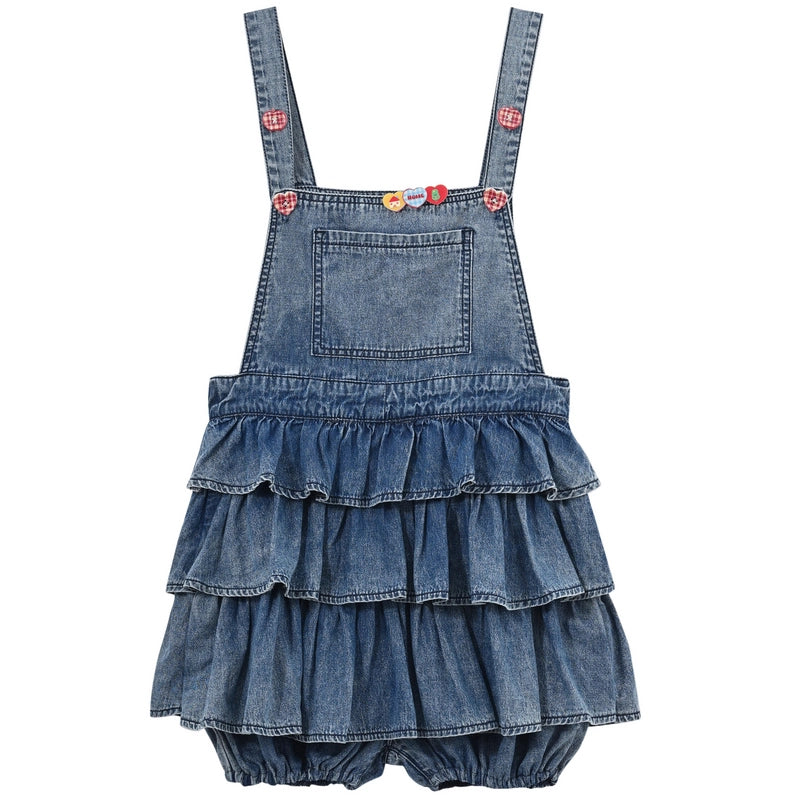 Sweet Dopamine Style Blue Retro Denim Cake Skirt