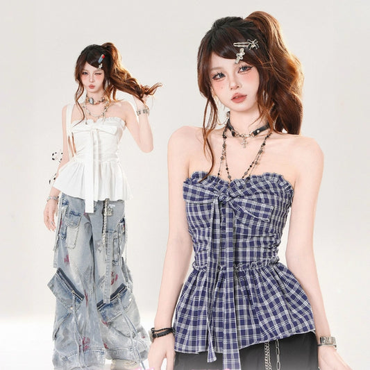 Sweet French Style White One-Shoulder Blouse