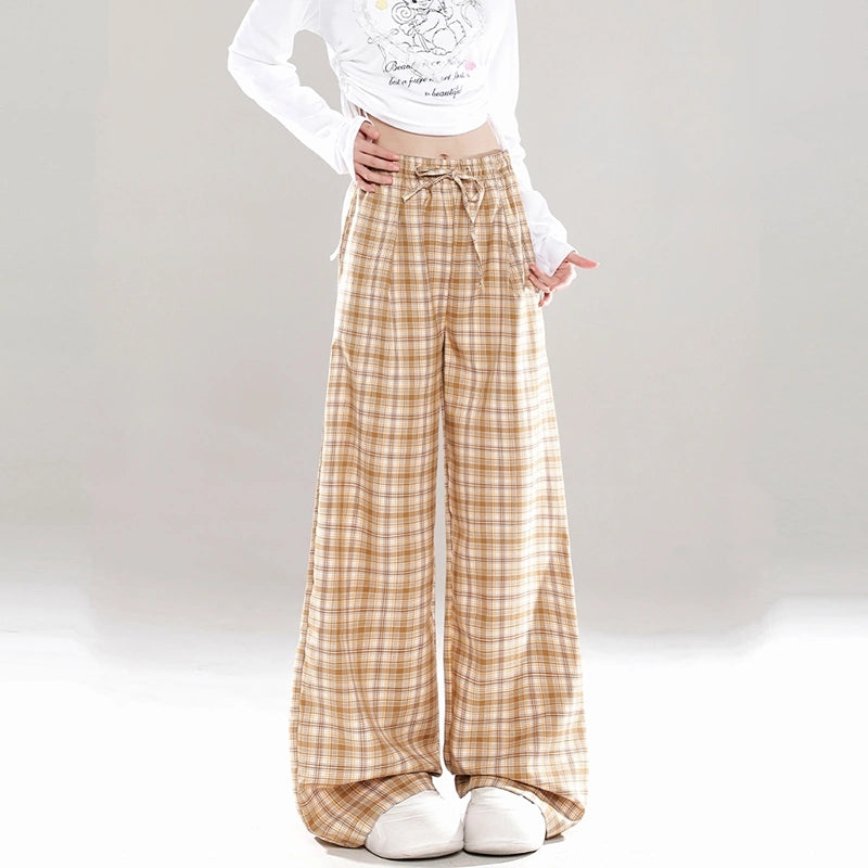 Sweet Girl Dopamine Style Plaid Pants