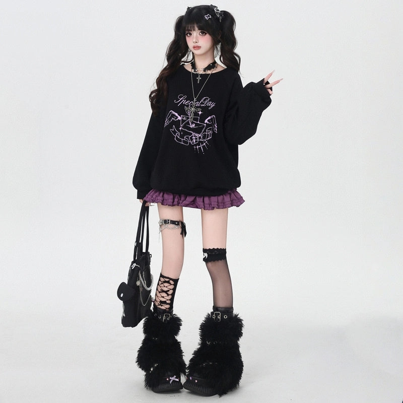 Sweet Girl Style Back Bow Tie Sweatshirt