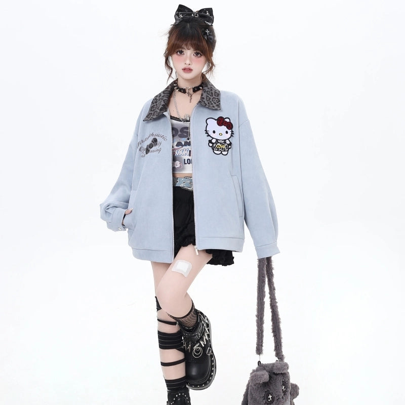 Sweet Girl Style Hello Kitty Embroidered Denim Jacket