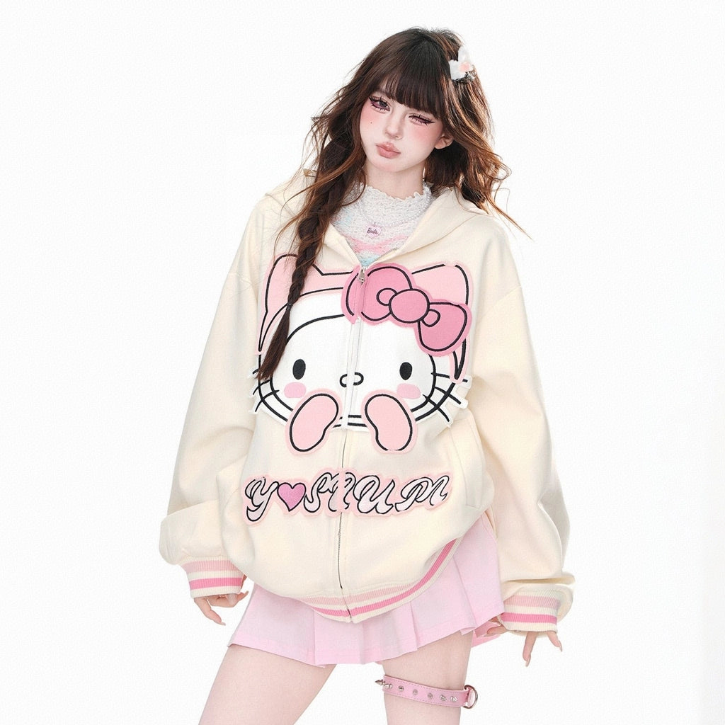 Sweet Girl Style Hello Kitty Printed Loose Sweatshirt