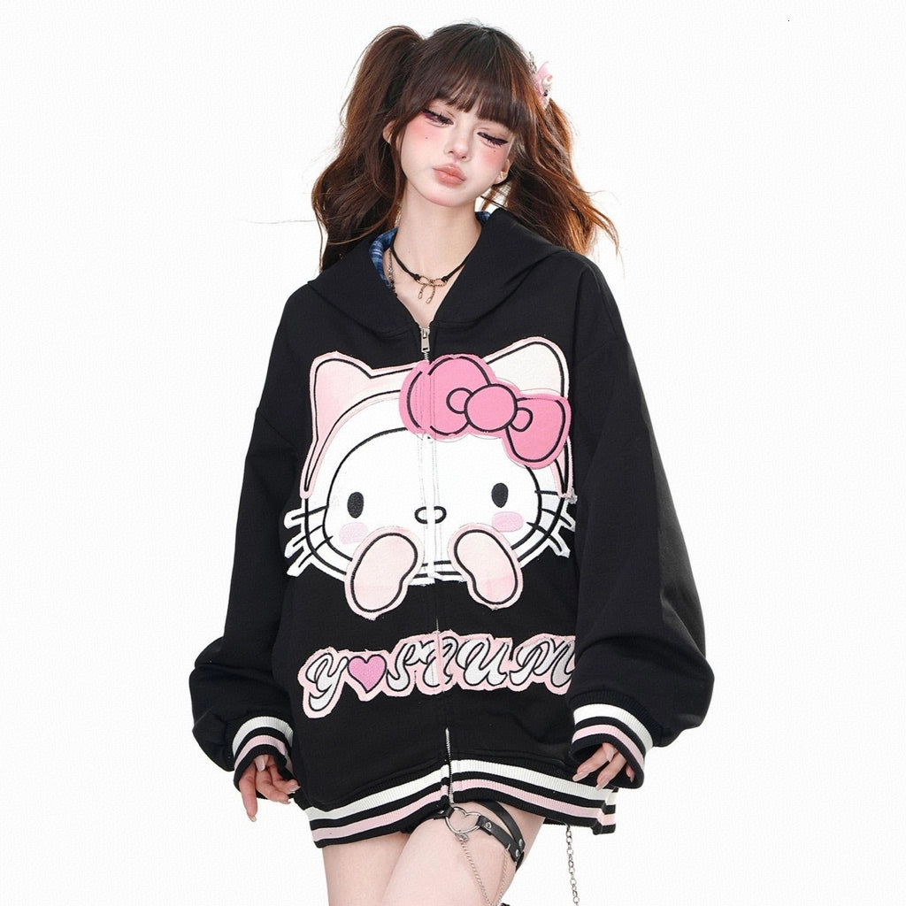 Sweet Girl Style Hello Kitty Printed Loose Sweatshirt