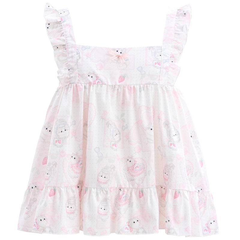 Sweet Girl Style Pink Cute Kitten Print Suspenders