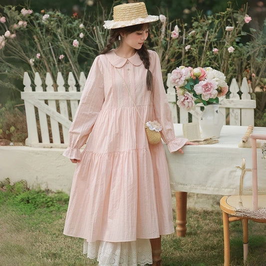 Sweet Girlish Pink Peter Pan Collar Dress