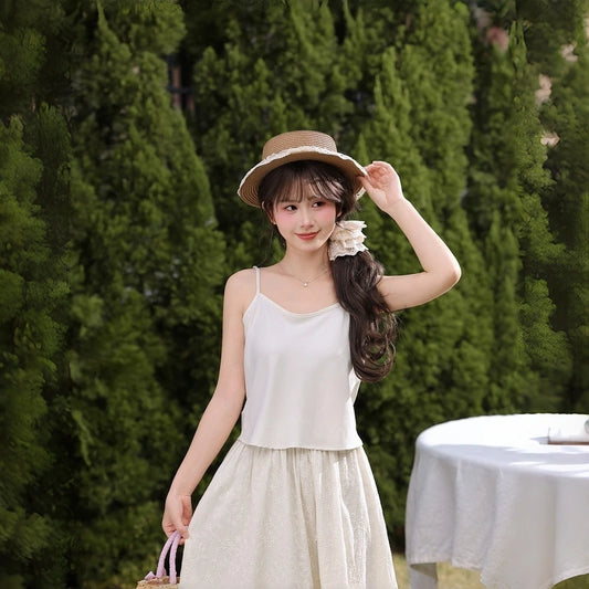 Sweet Girlish Style Apricot Suspenders