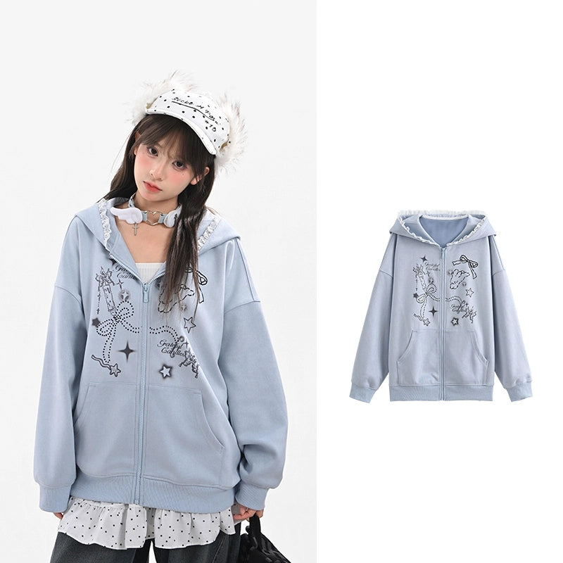 Sweet Girly Bunny Ear Hooded Sweatshirt