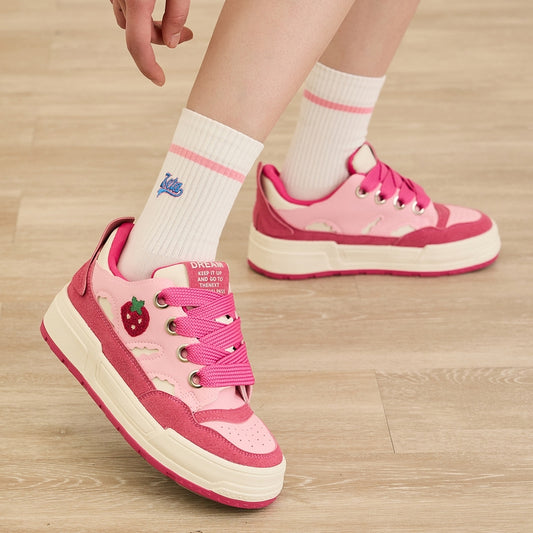 Sweet Girly Dopamine Style Pink Low-top Sneakers