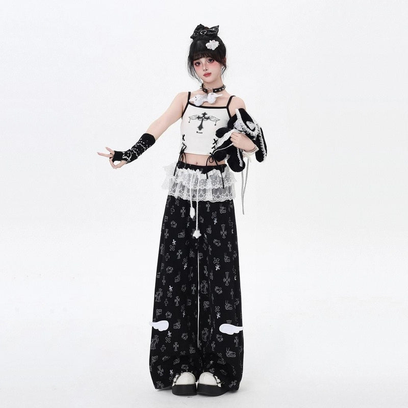 Sweet Girly Hello Kitty Printed Loose-fit Pants