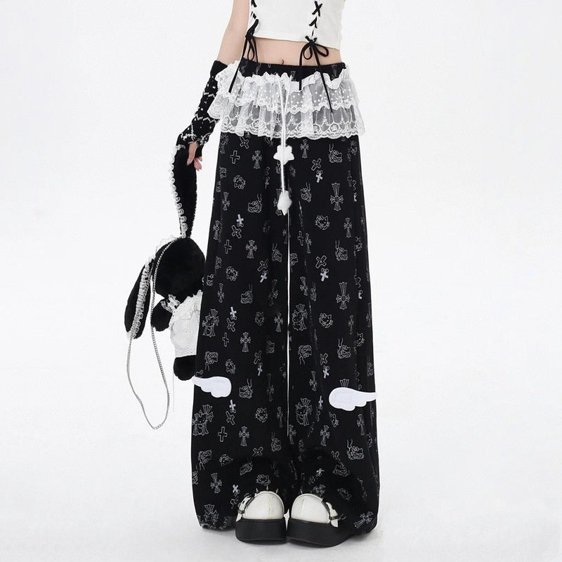 Sweet Girly Hello Kitty Printed Loose-fit Pants