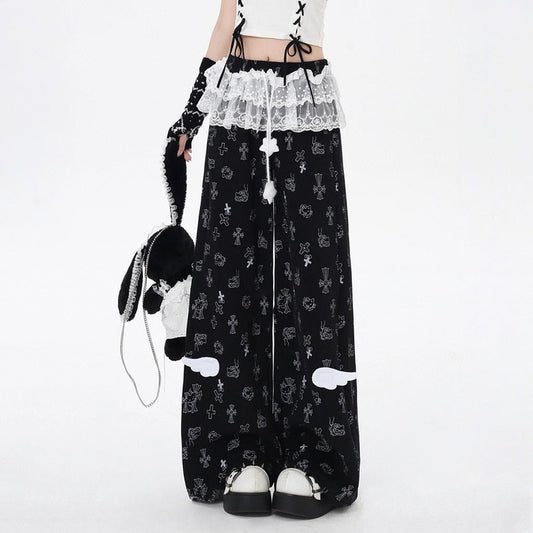 Sweet Girly Hello Kitty Printed Loose-fit Pants