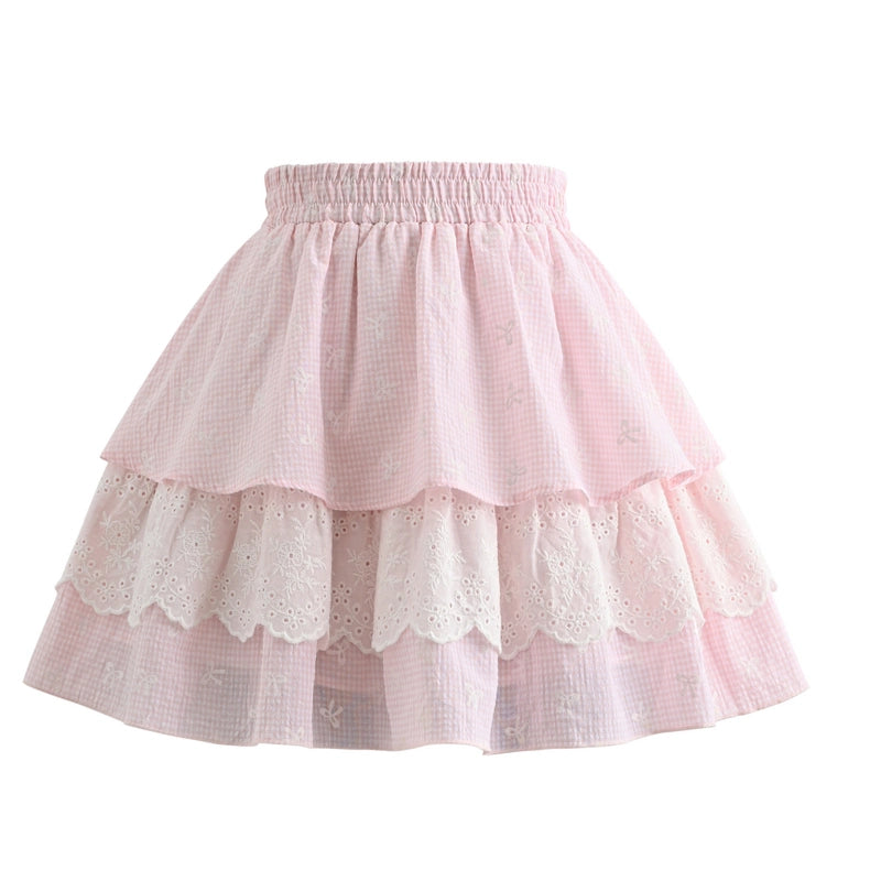 Sweet Girly Pink Lace Paneled Cake Skirt
