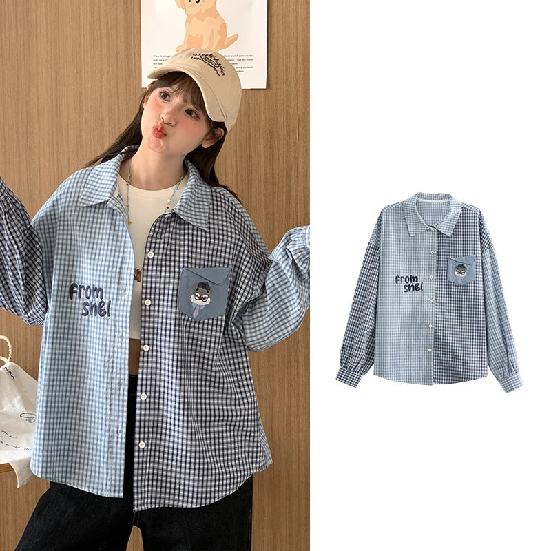 Sweet Girly Style Blue Plaid Blouse