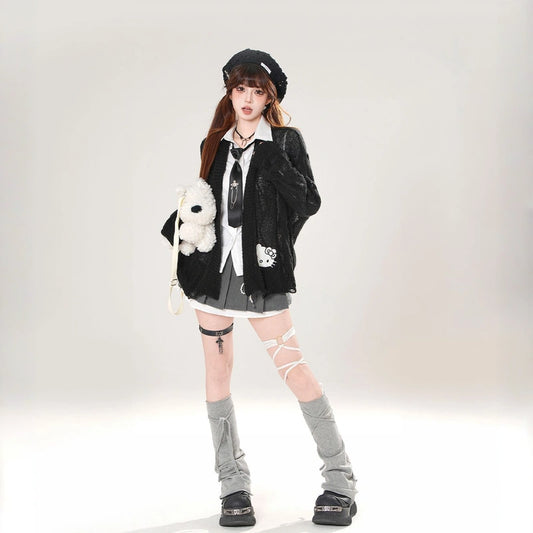 Sweet Girly Style Hello Kitty Embroidered Sweater