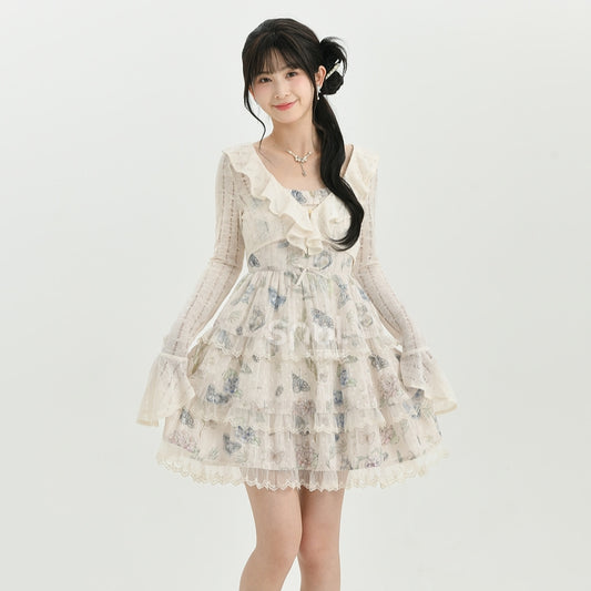 Sweet Girly Style Lace Patchwork Suspender Dress