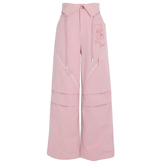 Sweet Girly Style Pink High Waist Overalls