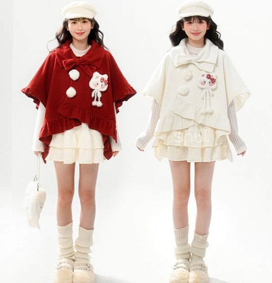 Sweet Girly White High-Waisted Knit Skirt