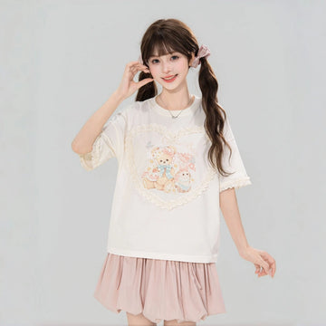 Sweet Heart Lace Bear T-Shirt