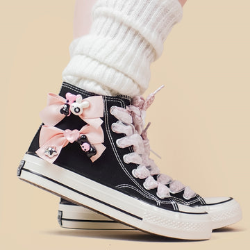 Sweet Japanese Black High-Top Canvas Shoes