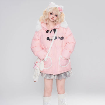 Sweet Japanese Style Cat Ears Hooded Cotton Coat