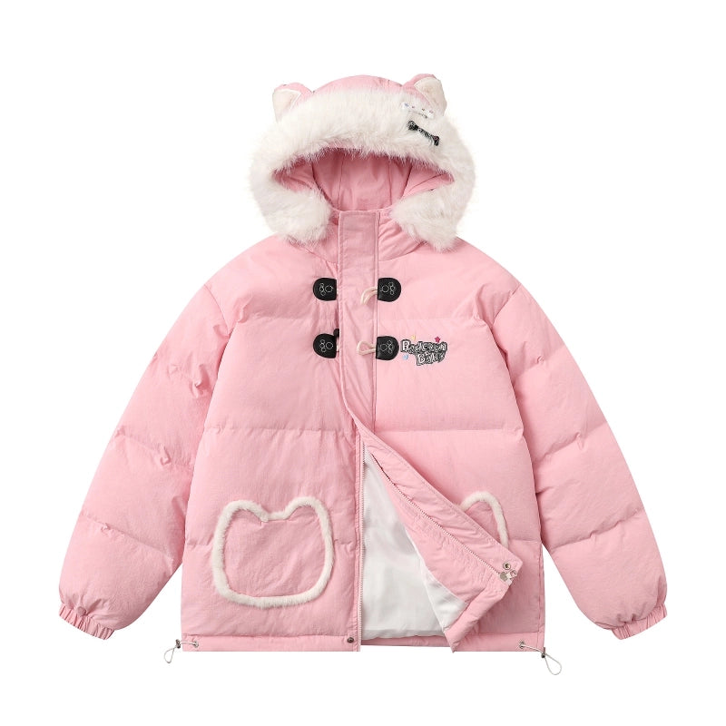 Sweet Japanese Style Cat Ears Hooded Cotton Coat