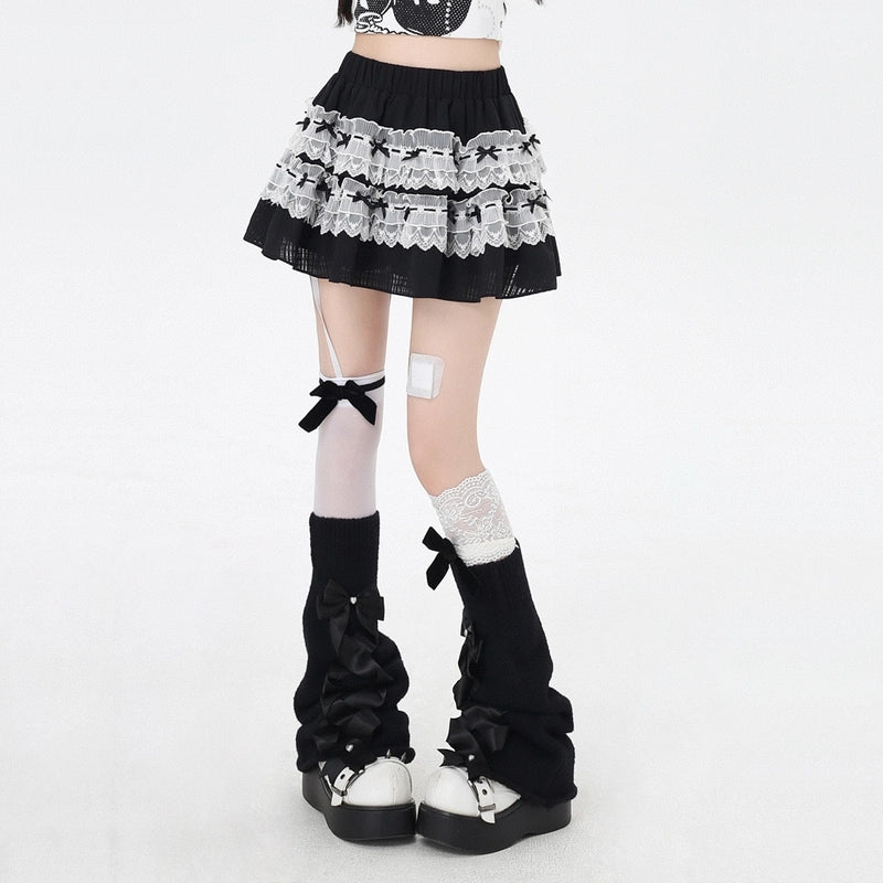 Sweet Japanese Style Lace Bow Cake Skirt