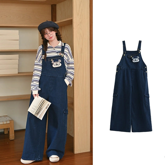 Sweet Preppy Blue Overall Jeans