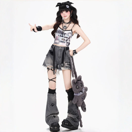 Sweet Punk High Waist Denim Shorts