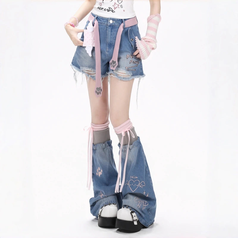 Sweet Punk High Waist Denim Shorts