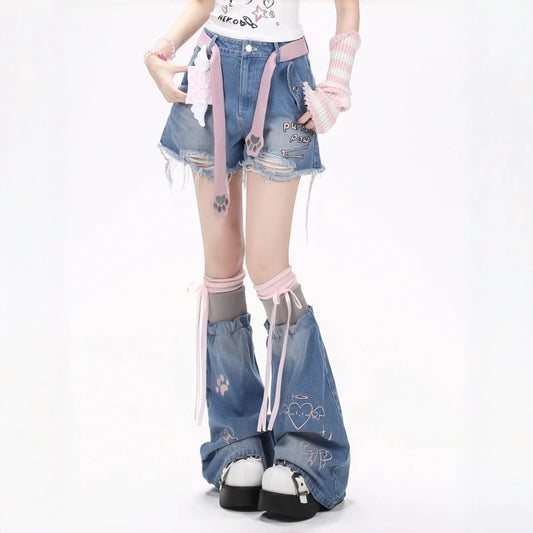 Sweet Punk High Waist Denim Shorts