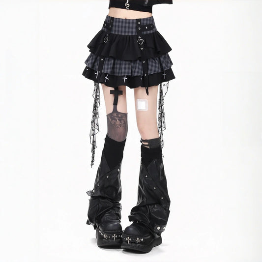 Sweet Punk Plaid Layered Mini Skirt