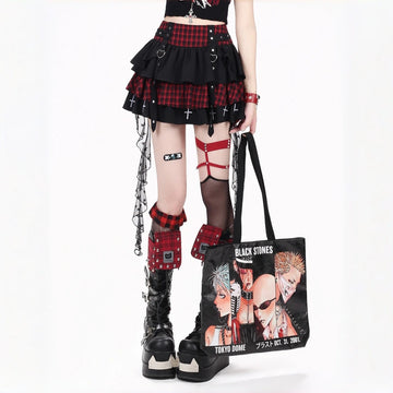 Sweet Punk Plaid Layered Mini Skirt