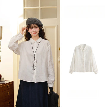 Sweet Simple Style White Peter Pan Collar Blouse