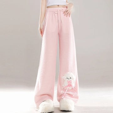 Sweet Soft Girl Style Pink Straight Pants